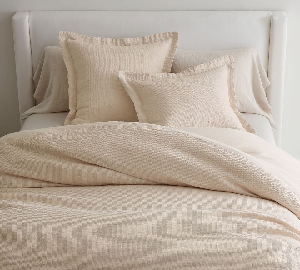 Belgian Flax Linen Waffle Duvet Cover & Shams Pottery Barn Australia